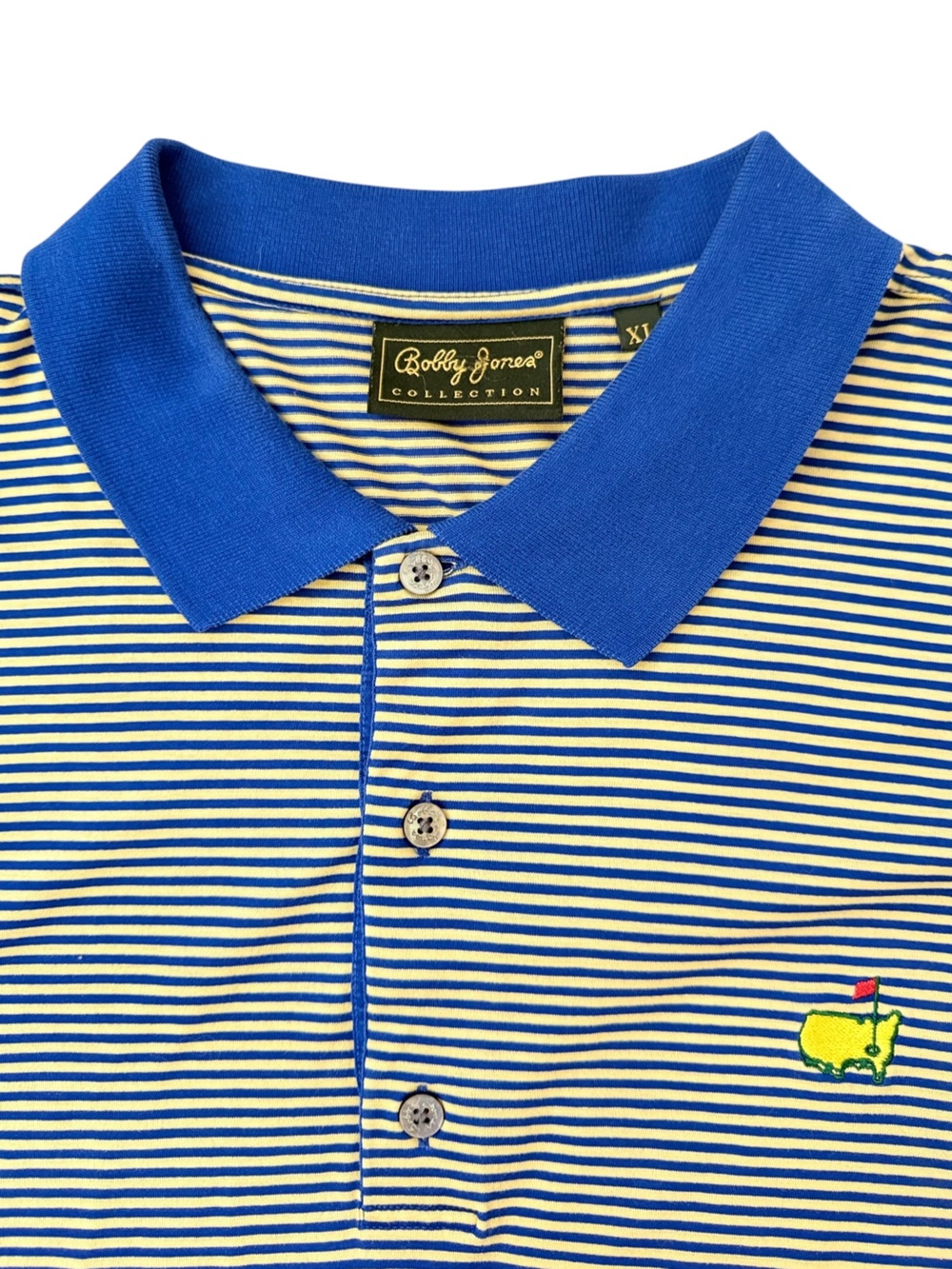 Bobby Jones Collection Made Italy Masters Golf Polo Shirt Mens XL Blue Stripe